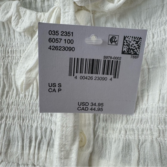 American Eagle AE Smocked Ruffle Crop Tank Top in White. NWT. Women’s Small - Picture 5 of 14